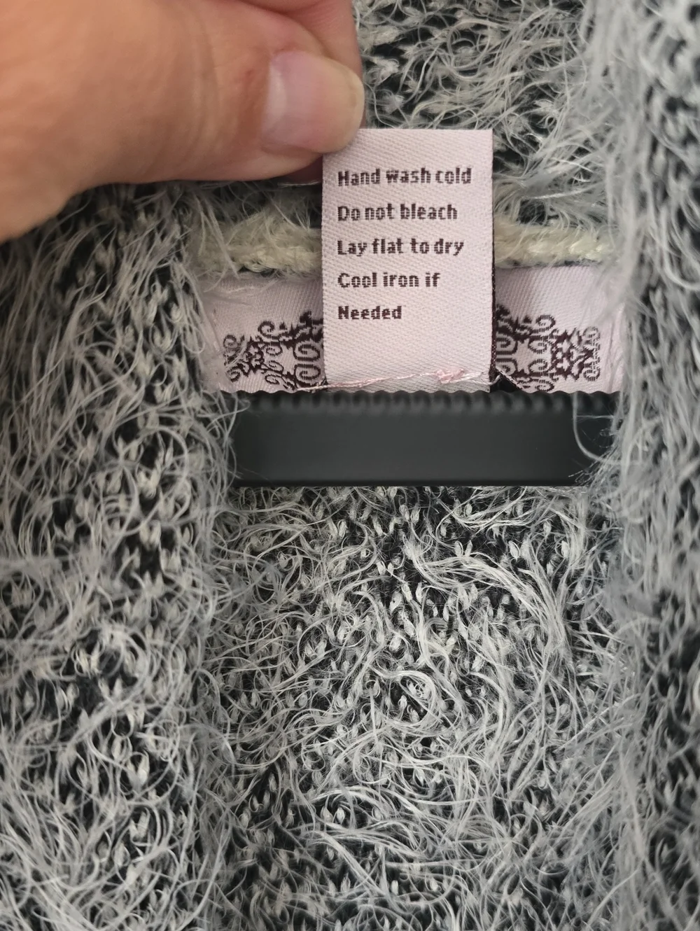 Women's Fuzzy Leopard Ombre Open Cardigan Sweater - Gray/Black - Picture 3 of 5